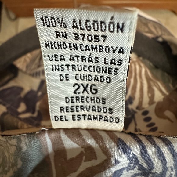 Cooke Street Honolulu Y2K men’s size 2XL green print button front shirt - Picture 5 of 8